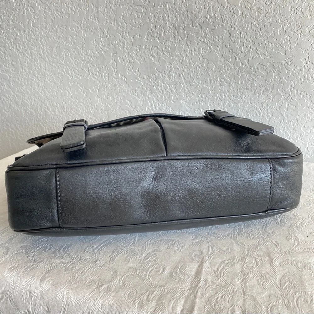 Burberry black leather messenger bag